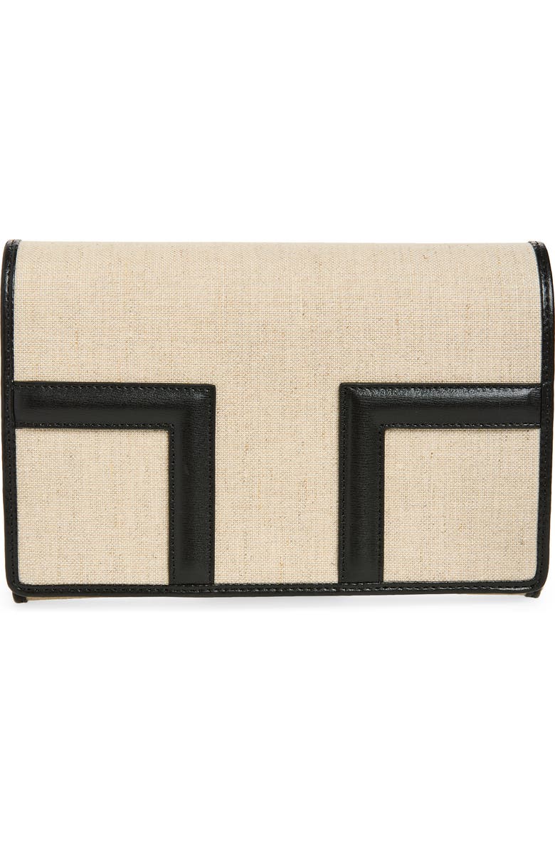 TOTEME T-Flap Canvas & Leather Envelope Clutch, Main, color, Ecru