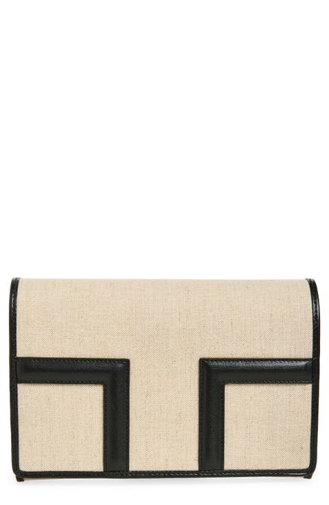 T-Flap Canvas & Leather Envelope Clutch