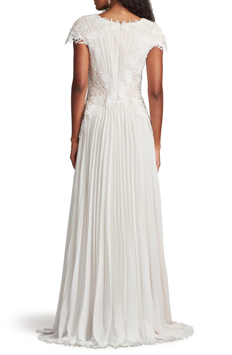 Tadashi Shoji Embroidered Lace Cap Sleeve Gown, Alternate, color, Ivory/ Petal