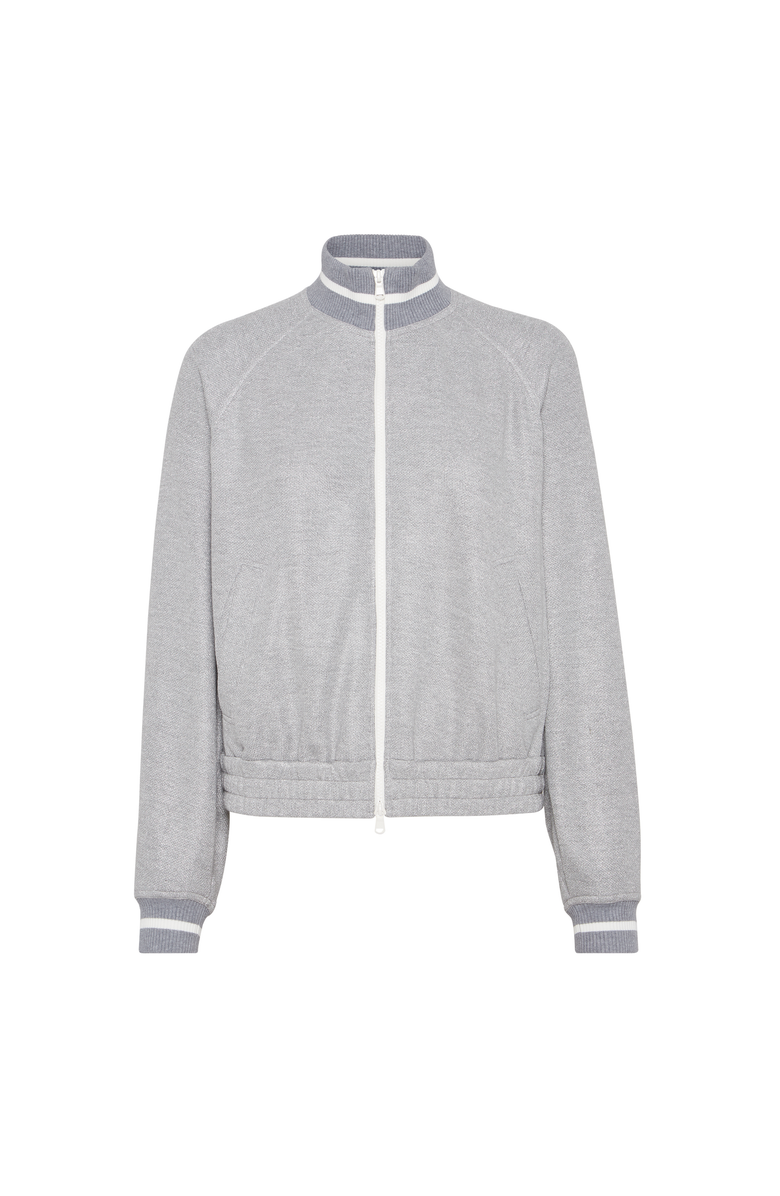 Brunello Cucinelli Sparkling piqué sweatshirt, Main, color, Silver
