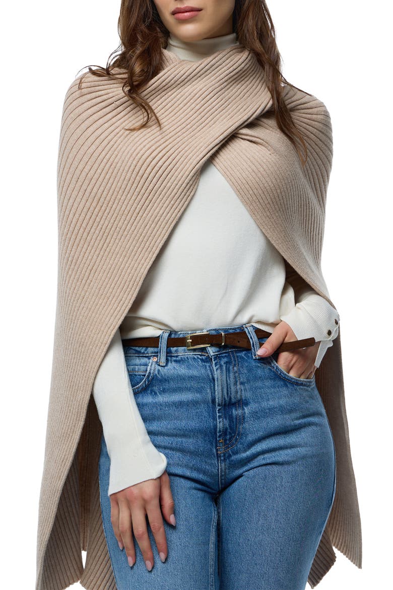 Drape Rib Wrap, Main, color, BEIGE