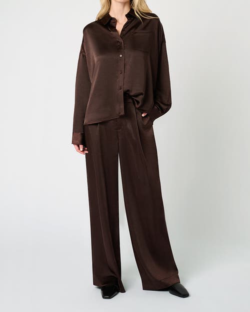 Weworewhat Cropped Button Front Shirt In Chestnut