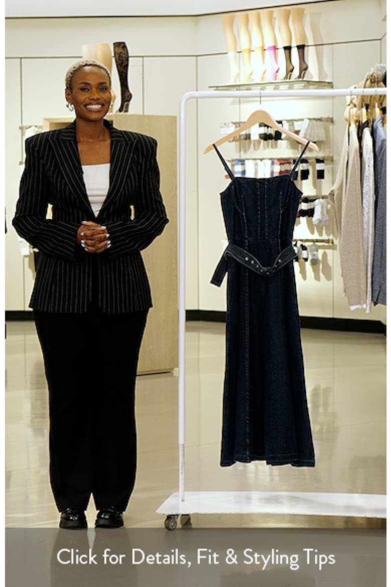 Pleated Square Neck Denim Midi Dress video