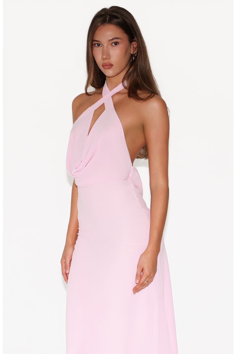 Zyla Halter Neck Georgette Gown, Alternate, color, PINK