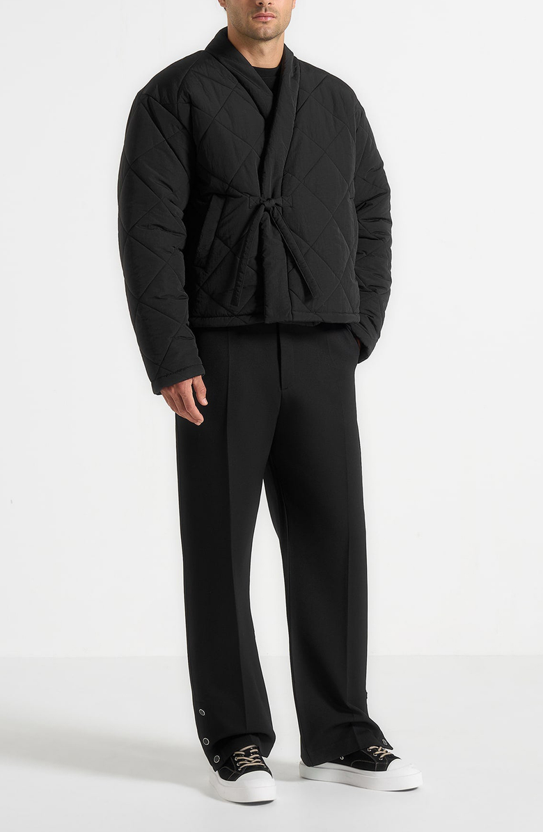 Manière De Voir Emil Kimono Quilted Wrap Puffer Jacket, Alternate, color, Black