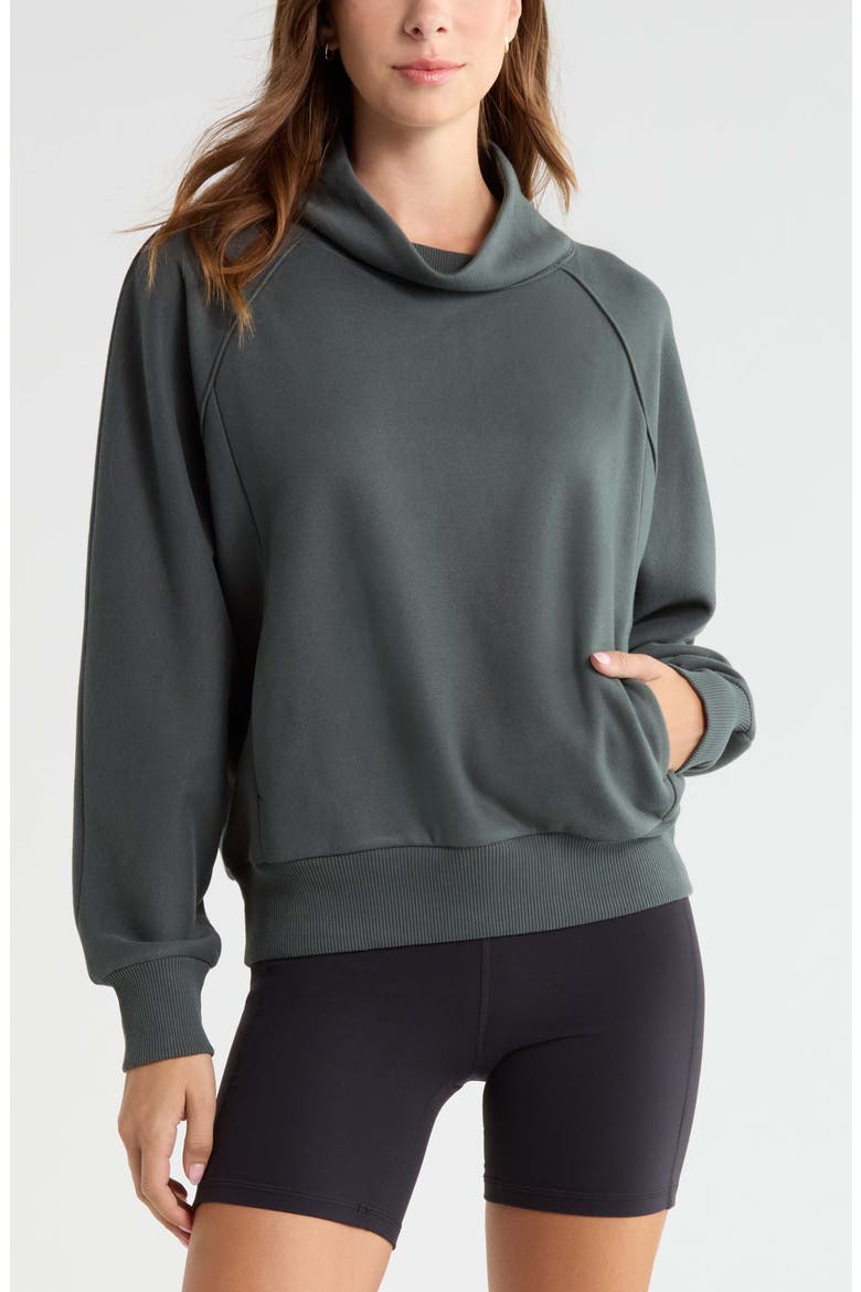 Ultra Cozy Fleece Funnel Neck Pullover, Main, color, GREEN URBAN
