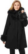 Jessica London Hooded Faux Fur Trim Coat