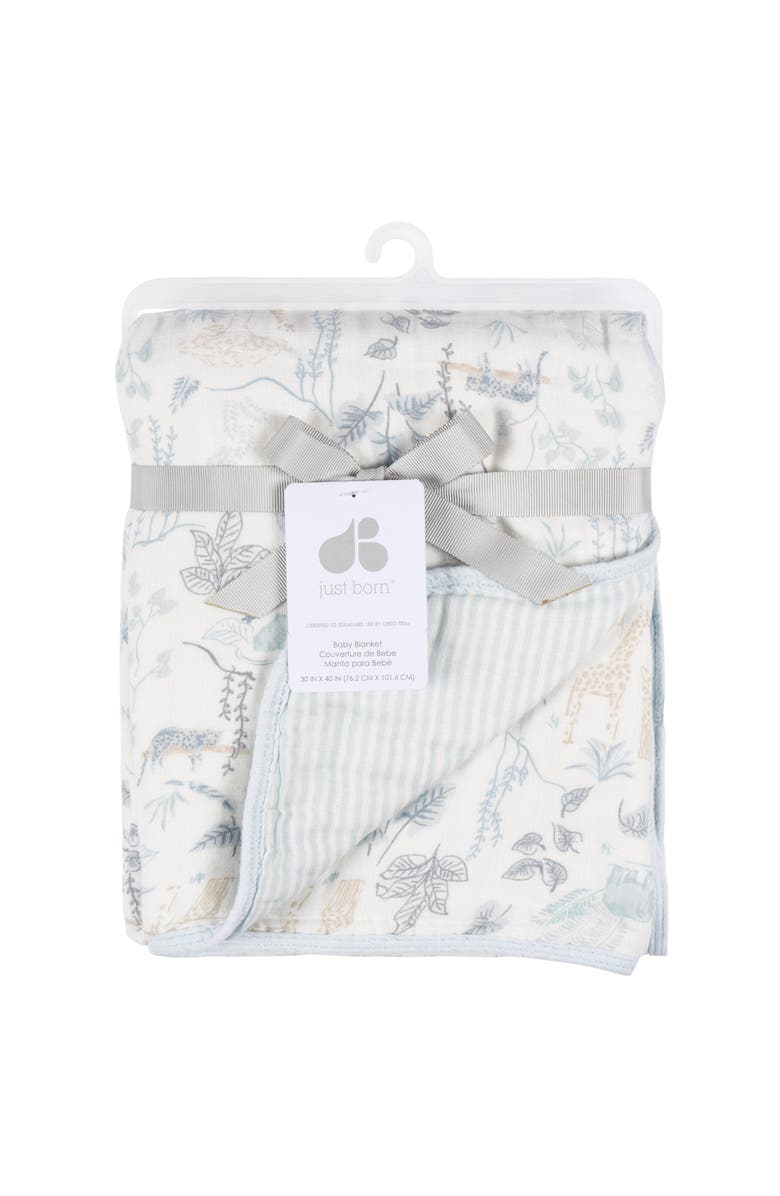 Just Born 8Ply Muslin Blanket Pink Floral, Alternate, color, Ivory Jungle