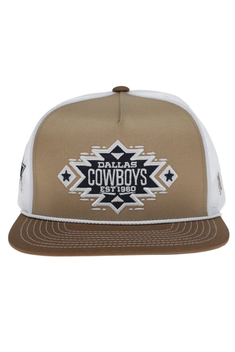 Men's HOOey  Tan/White Dallas Cowboys Aztec Trucker Adjustable Hat, Alternate, color, Tan