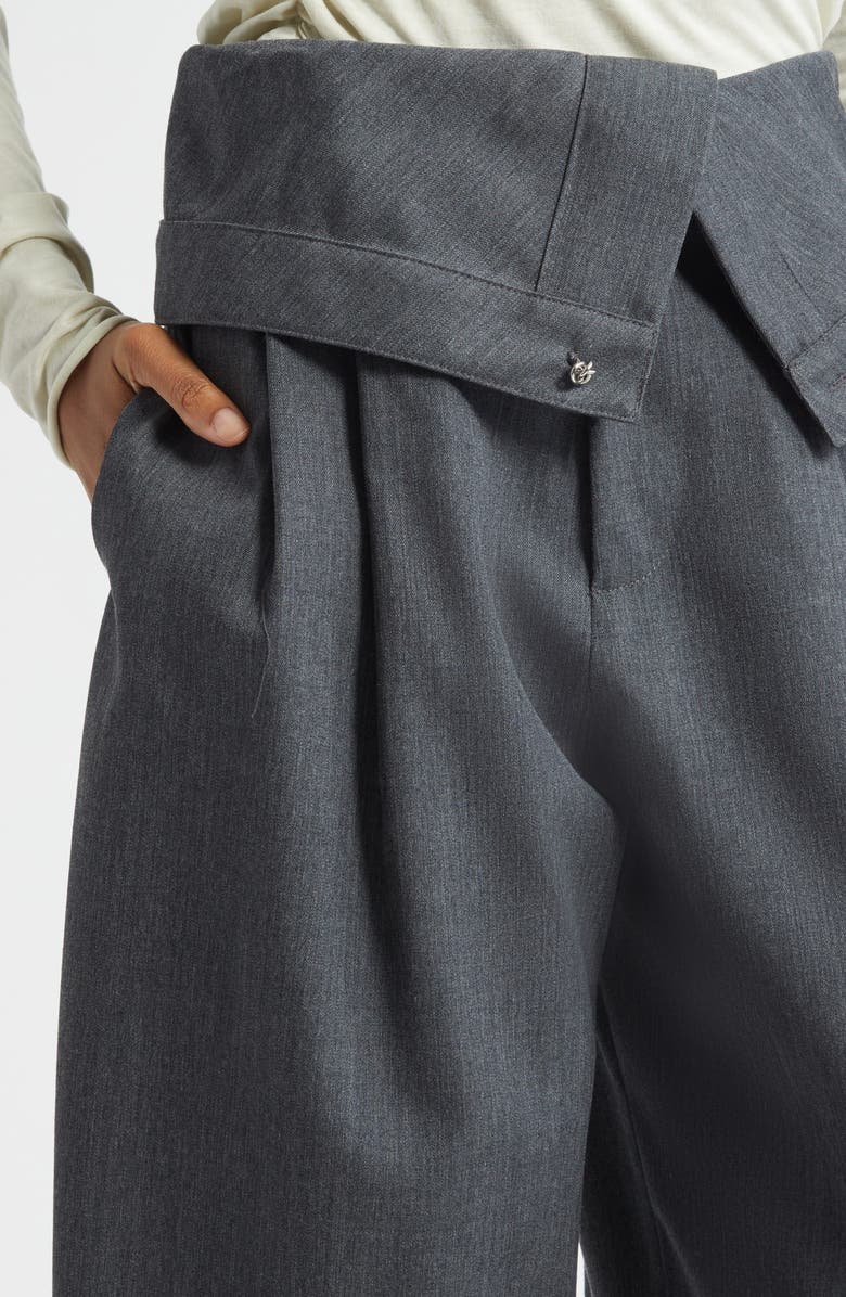 JW Anderson Foldover Wool Trousers, Alternate, color, 972 Charcoal Melange