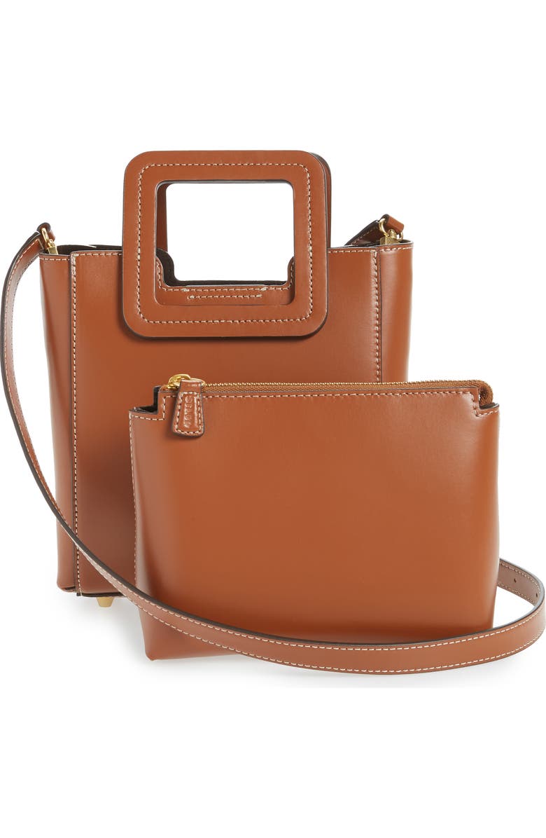 STAUD Mini Shirley Leather Satchel, Alternate, color, Tan