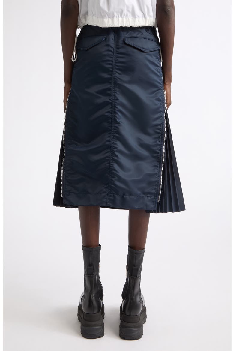 Nylon Twill Midi Skirt, Alternate, color, NAVY