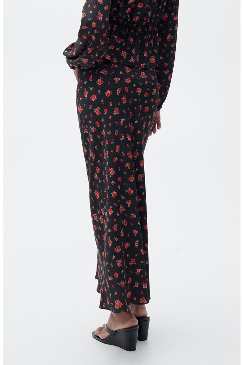 Floral Flare Maxi Skirt, Alternate, color, BLACK