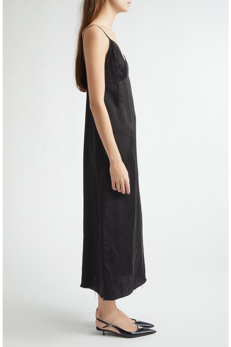 Lily Raw Edge Satin Slipdress, Alternate, color, NOIR