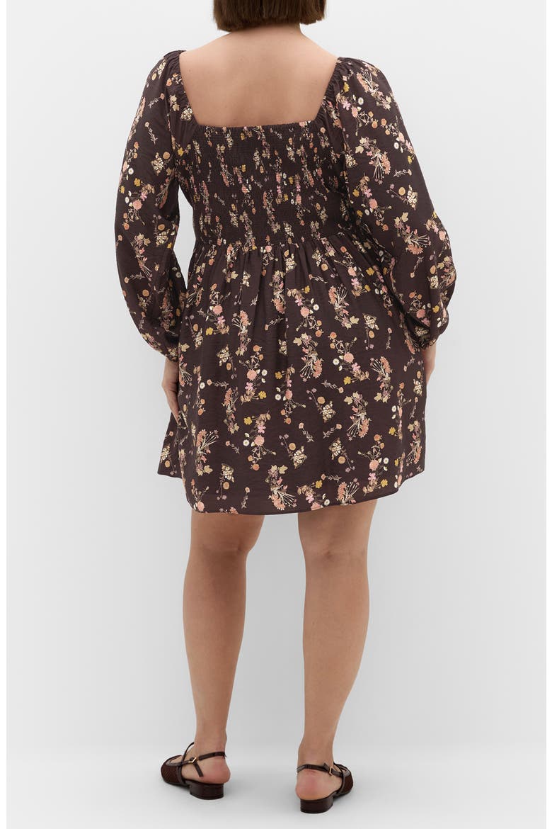 Abbie Floral Long Sleeve Minidress, Alternate, color, COCOA BLOOM