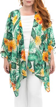 Nina Leonard Semi Sheer Open Front Topper