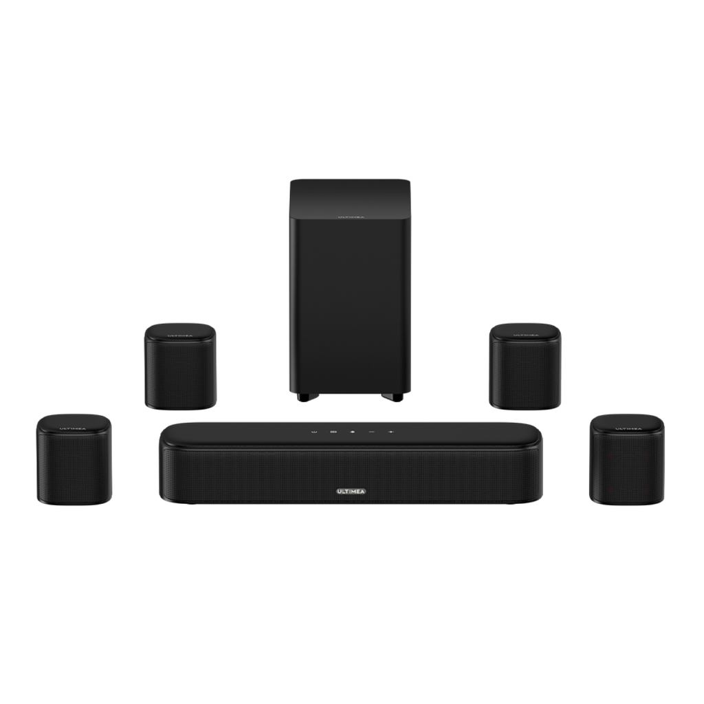 Ultimea Aura A40 7.1ch Virtual Surround Sound Bar, 4 Surround Speakers, 1 Subwoofer, 330W, OPT/AUX/Bluetooth in Black at Nordstrom