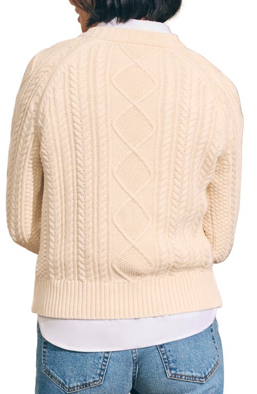 Faherty Sunwash Organic Cotton Cable Crewneck Sweater In Neutral