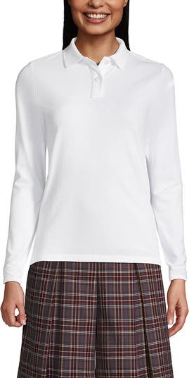 Lands' End School Uniform Long Sleeve Feminine Fit Mesh Polo