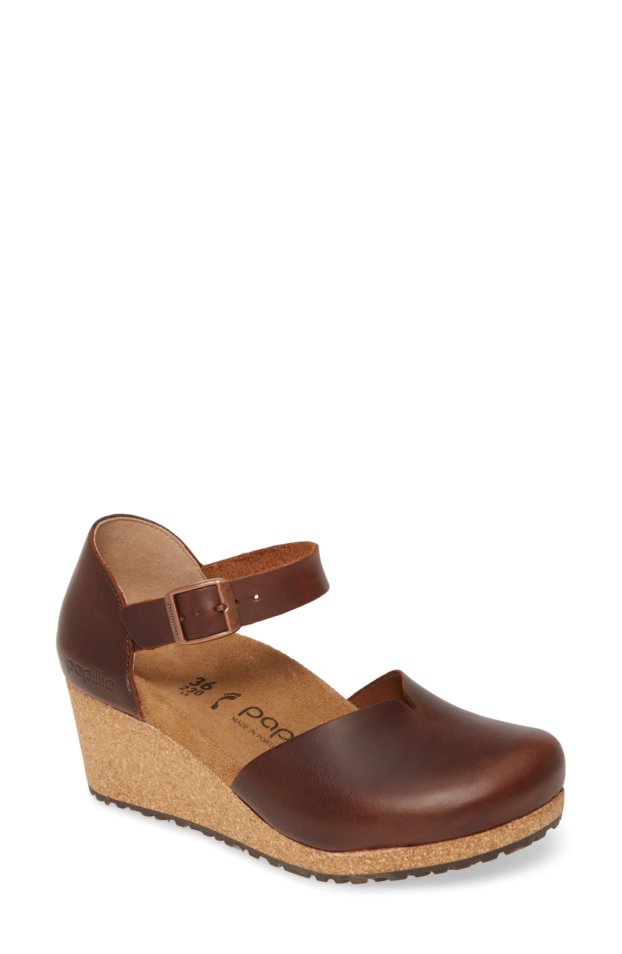 Mary Wedge Clog, Main, color, COGNAC LEATHER
