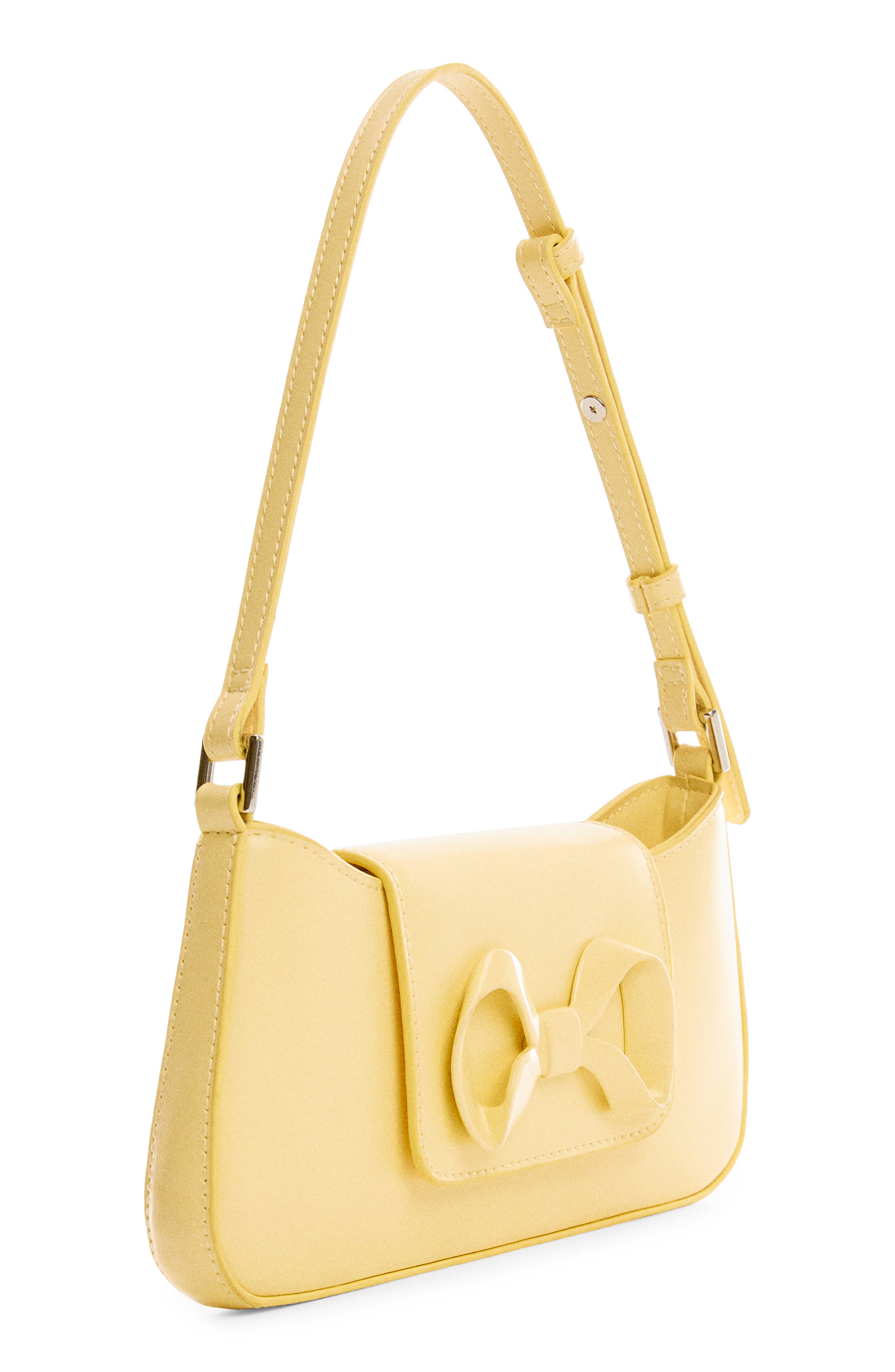 MANGO Bow Detail Faux Leather Shoulder Bag, Alternate, color, 