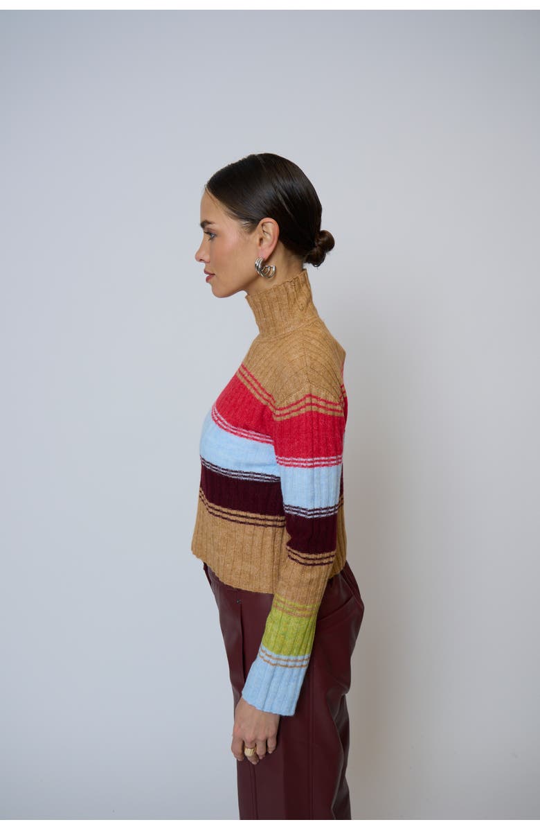 Central Park West Marley Ribbed Gradient Stripe T-Neck, Alternate, color, Multi