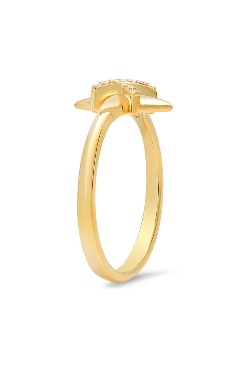 Sterling Silver CZ North Star Ring, Alternate, color, GOLD