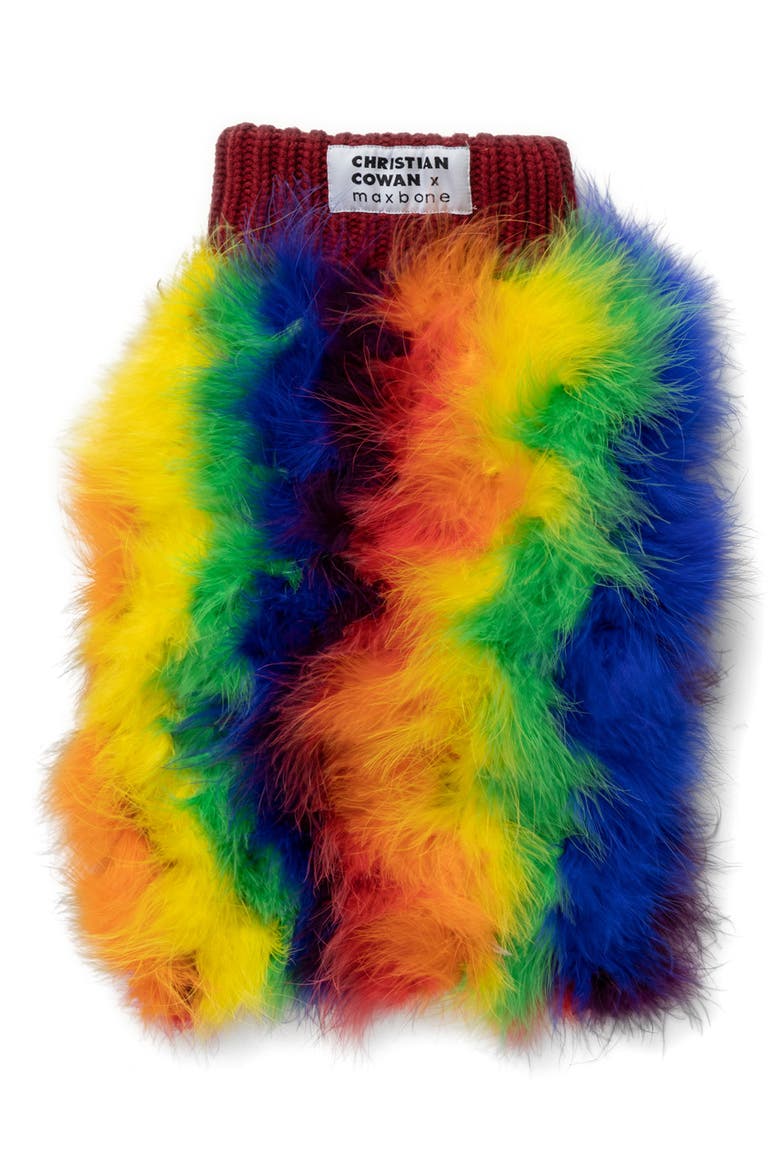 Christian Cowan Rainbow Fluffy Dog Sweater, Main, color, MULTI