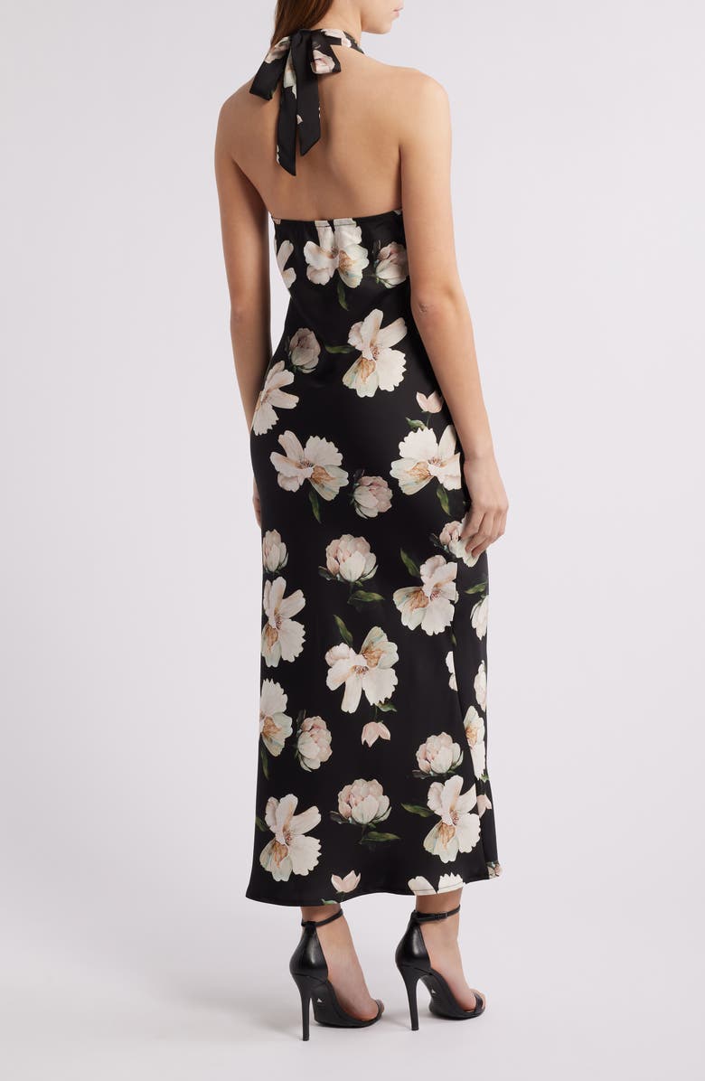Petal & Pup Grasie Floral Print Halter Cocktail Dress, Alternate, color,