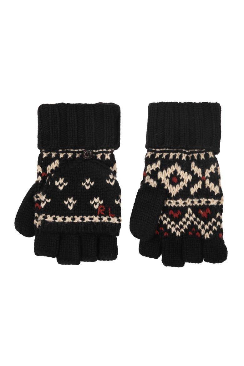 Convertible Holiday Pattern Glove, Alternate, color, Black/Red/Cream