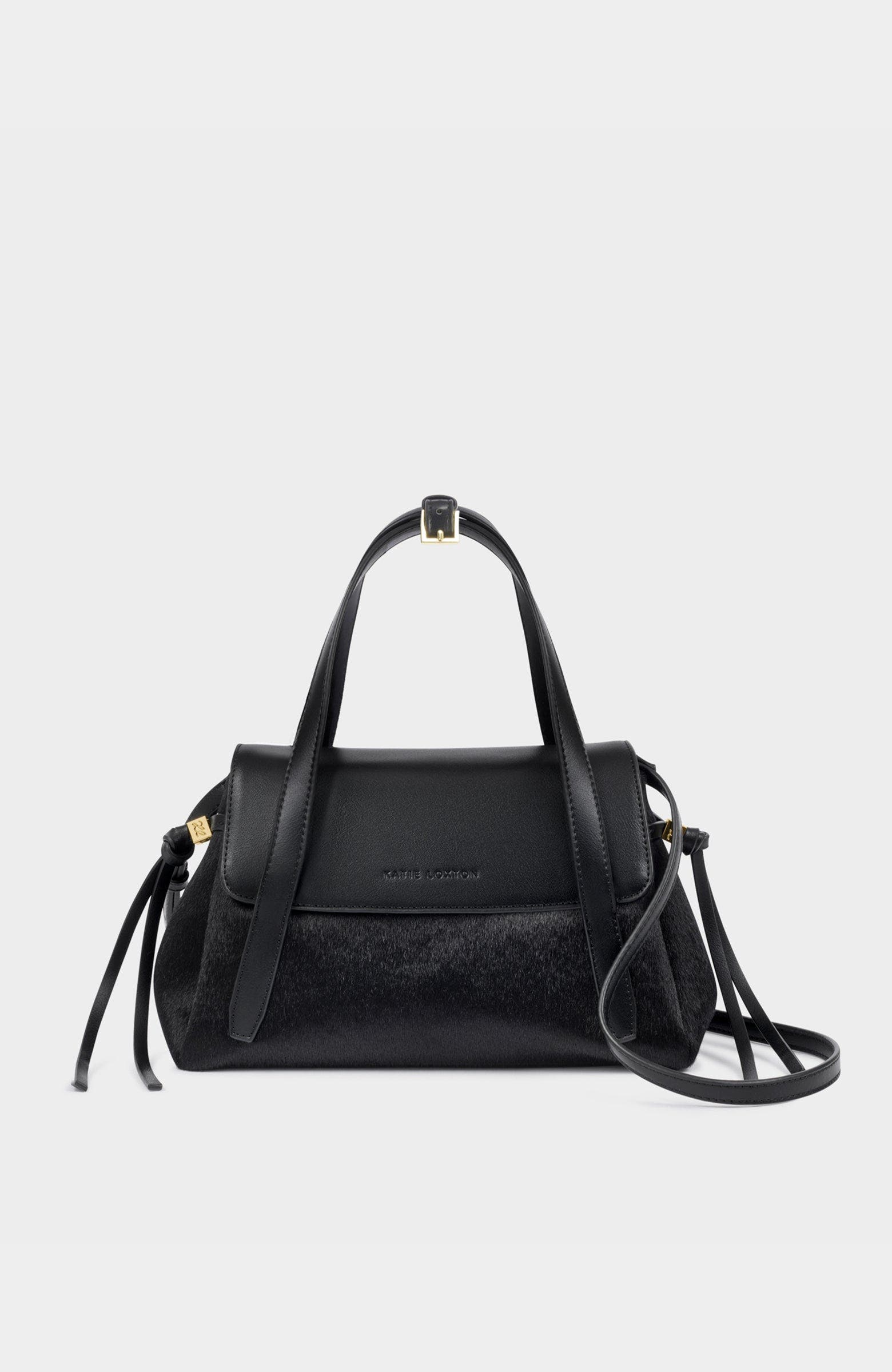 Alyssa Top Handle, Main, color, Black Faux Pony / Black