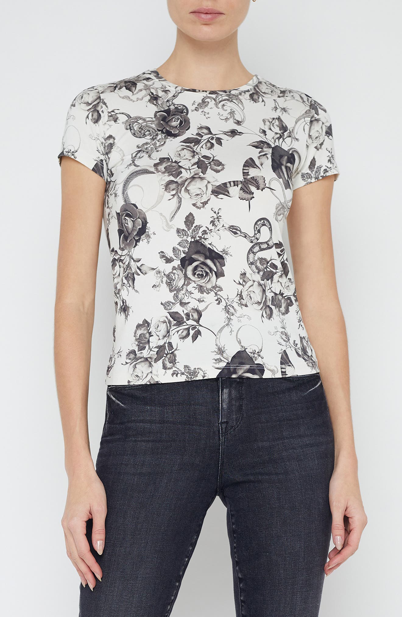 L'AGENCE Ressi Baroque Floral Print T-Shirt