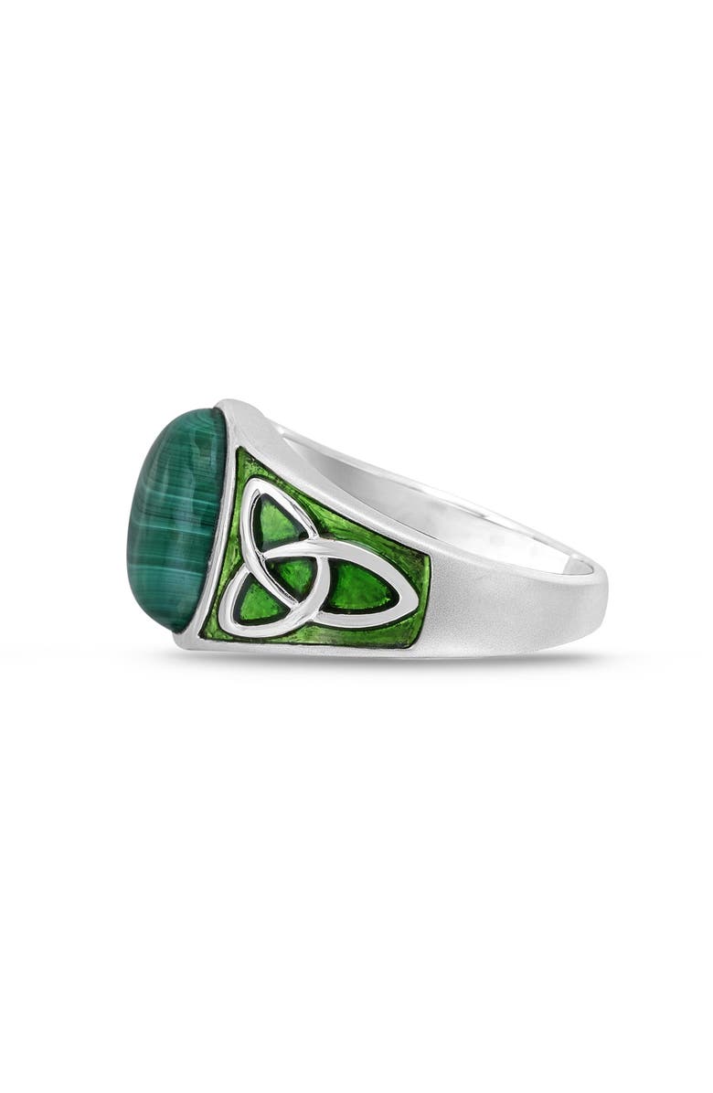 LuvMyJewelry Malachite Sterling Silver Men Signet Ring With Enamel, Alternate, color, Silver