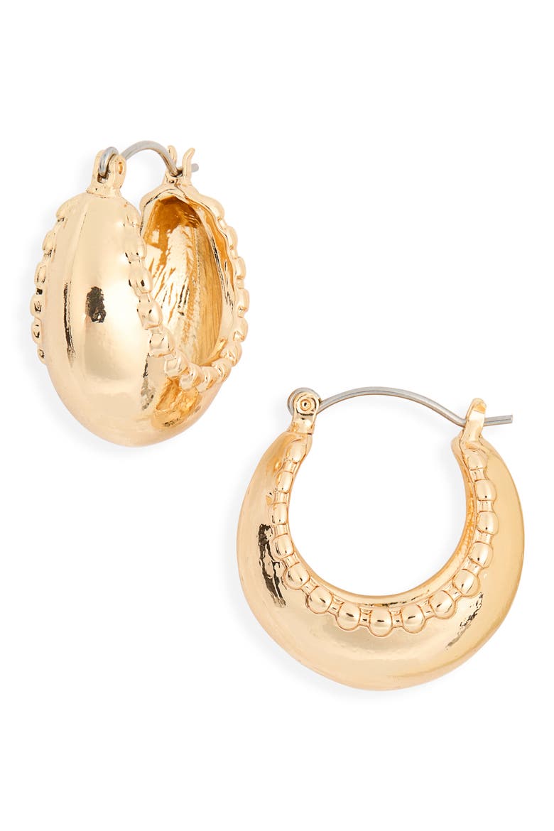 Milgrain Domed Hoop Earrings, Main, color, GOLD