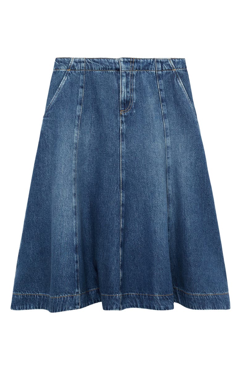 MANGO Paneled Flared Denim Skirt, Main, color, 