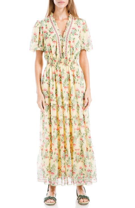 Georgette Smocked Maxi Dress