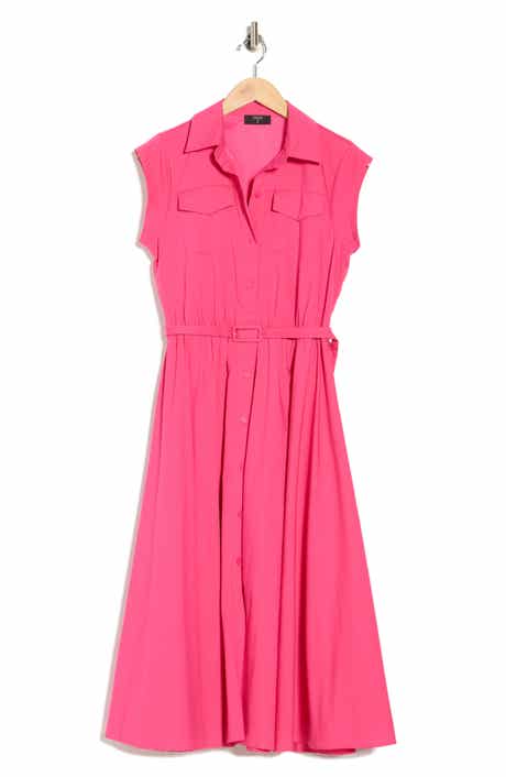 T Tahari Cap Sleeve Fit & Flare Shirtdress