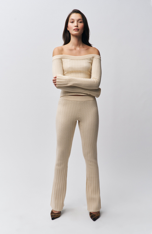 Guizio Camille Cable-knit Pant In Neutral