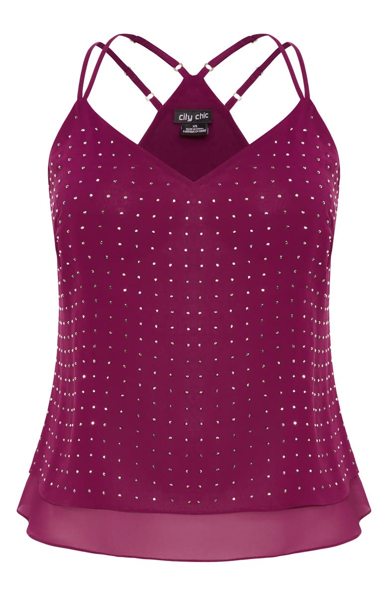 City Chic Rosalia Studded Tank Top, Main, color, Purple