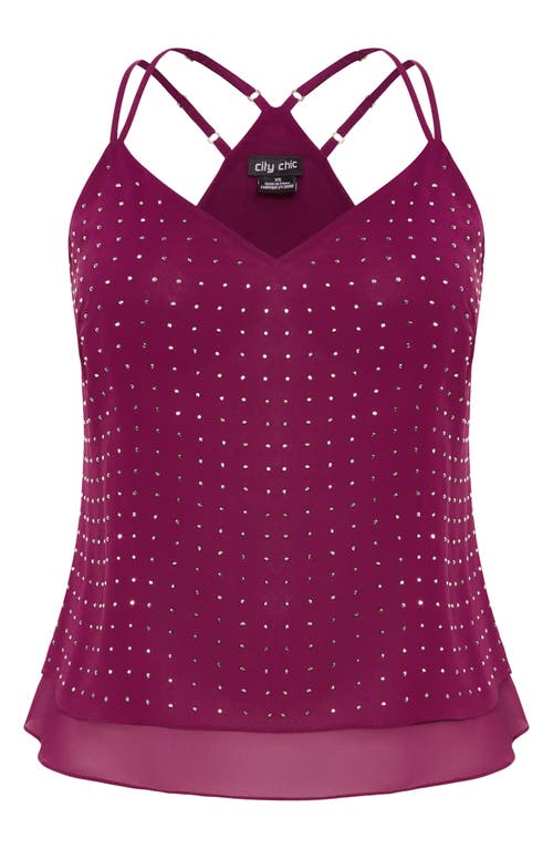 City Chic Rosalia Studded Tank Top In Purple