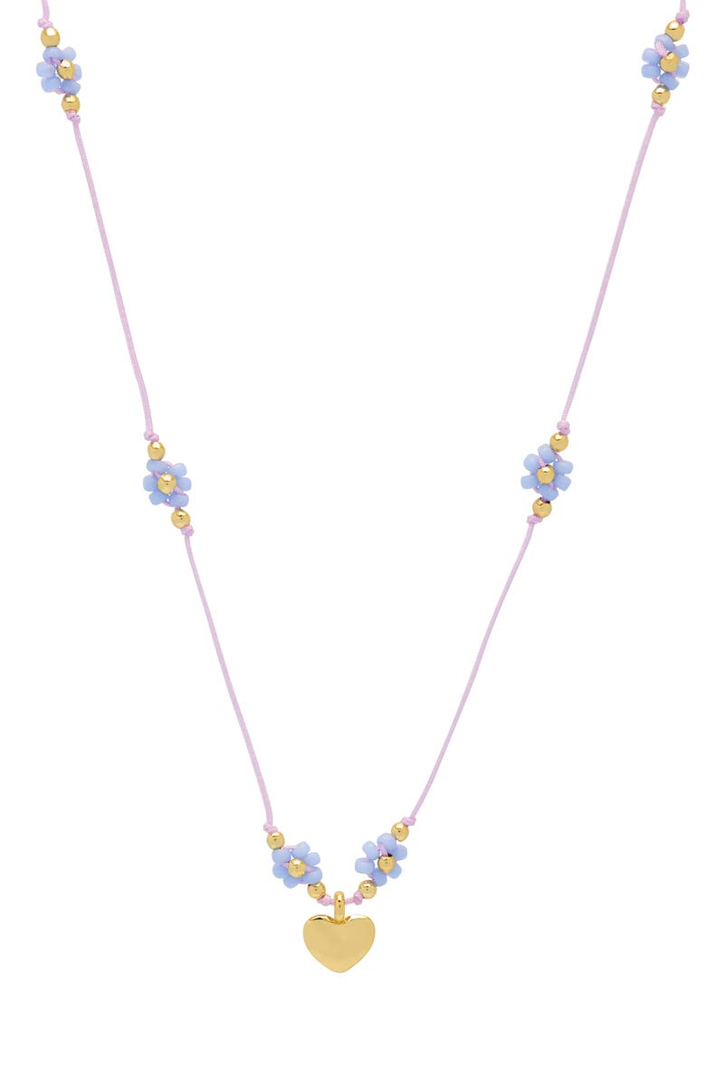 Estella Bartlett Miyuki Heart & Flower Beaded Necklace, Main, color, Gold