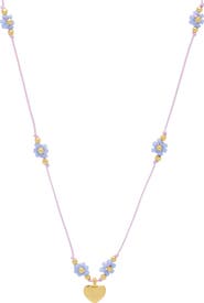 Estella Bartlett Miyuki Heart & Flower Beaded Necklace