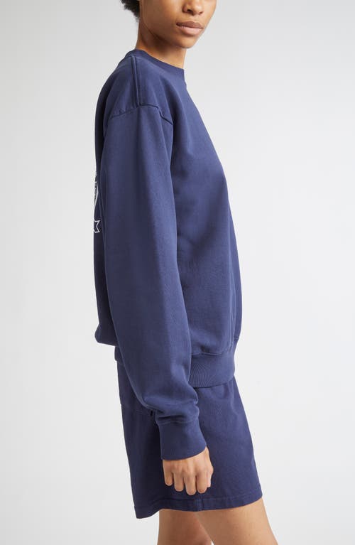 Sporty And Rich Womens Dark Navy Royal Club Crewneck Cotton-jersey Sweatshirt Xxl In Blue