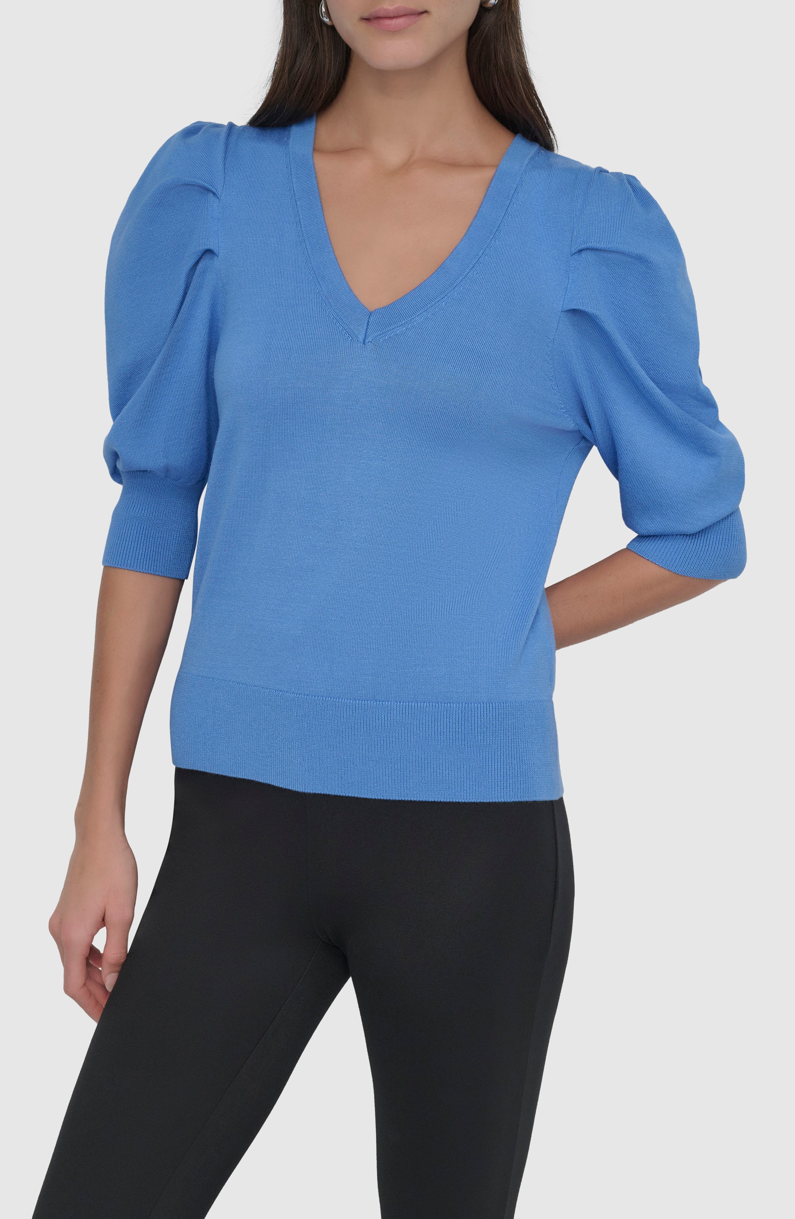 Puff Sleeve V-Neck Sweater - image 3