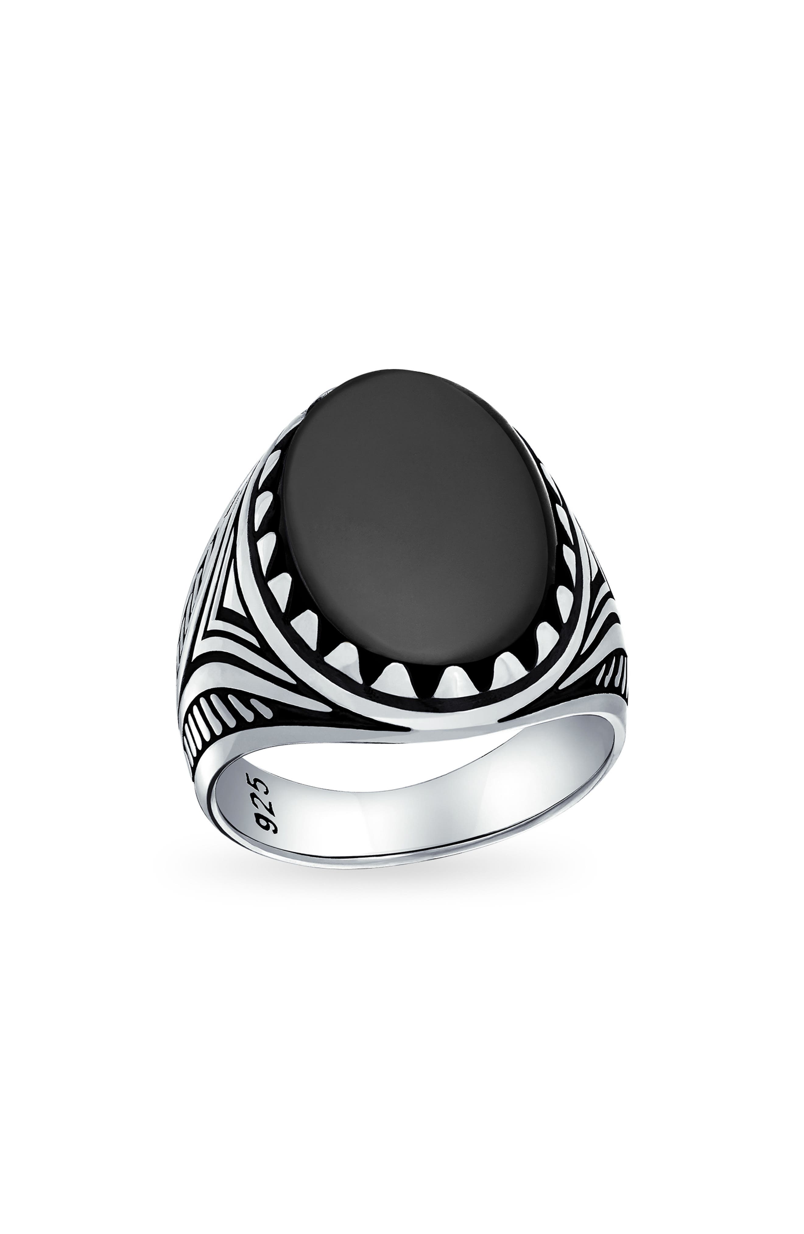 BLING JEWELRY Men's Etched Statement Ring