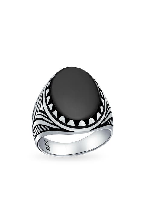 Men's Etched Statement Ring
