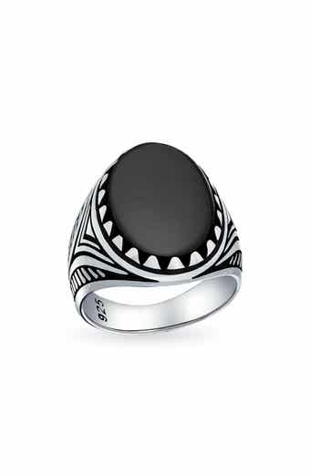 BLING JEWELRY Men's Etched Statement Ring