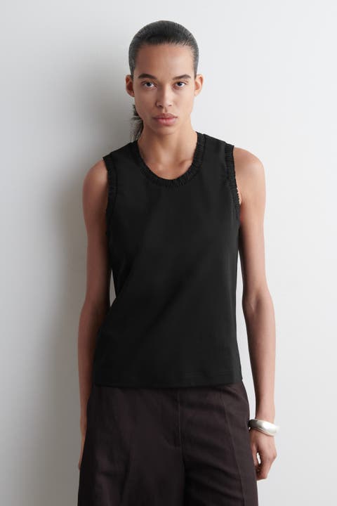 Gathered Cotton Tank Top