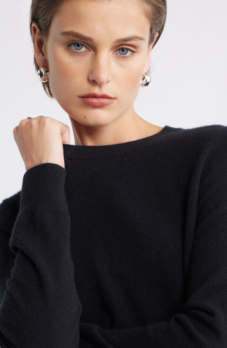 Nordstrom Cashmere Crewneck Sweater, Alternate, color, Black Rock