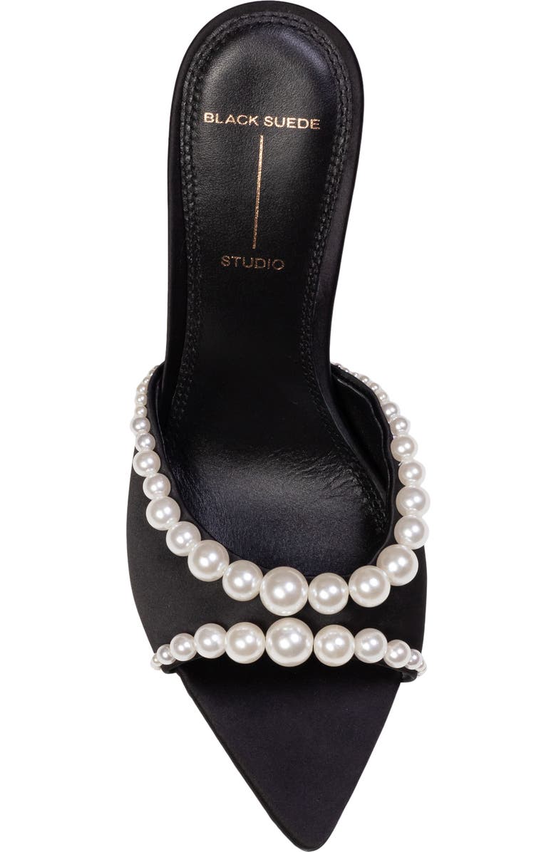 BLACK SUEDE STUDIO Gigi Pointed Toe Slide Sandal, Alternate, color, Black Satin